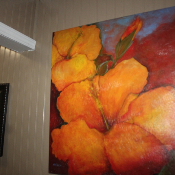 Vibrant Hibiscus ll 30 x 30 Signed Ghislaine Wall Art - Picture 12 of 16